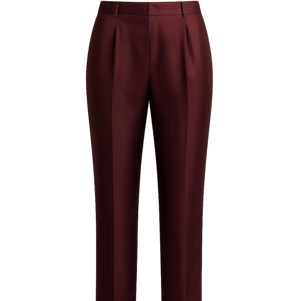Burgundy Silk Trousers - Mazzenor Pants