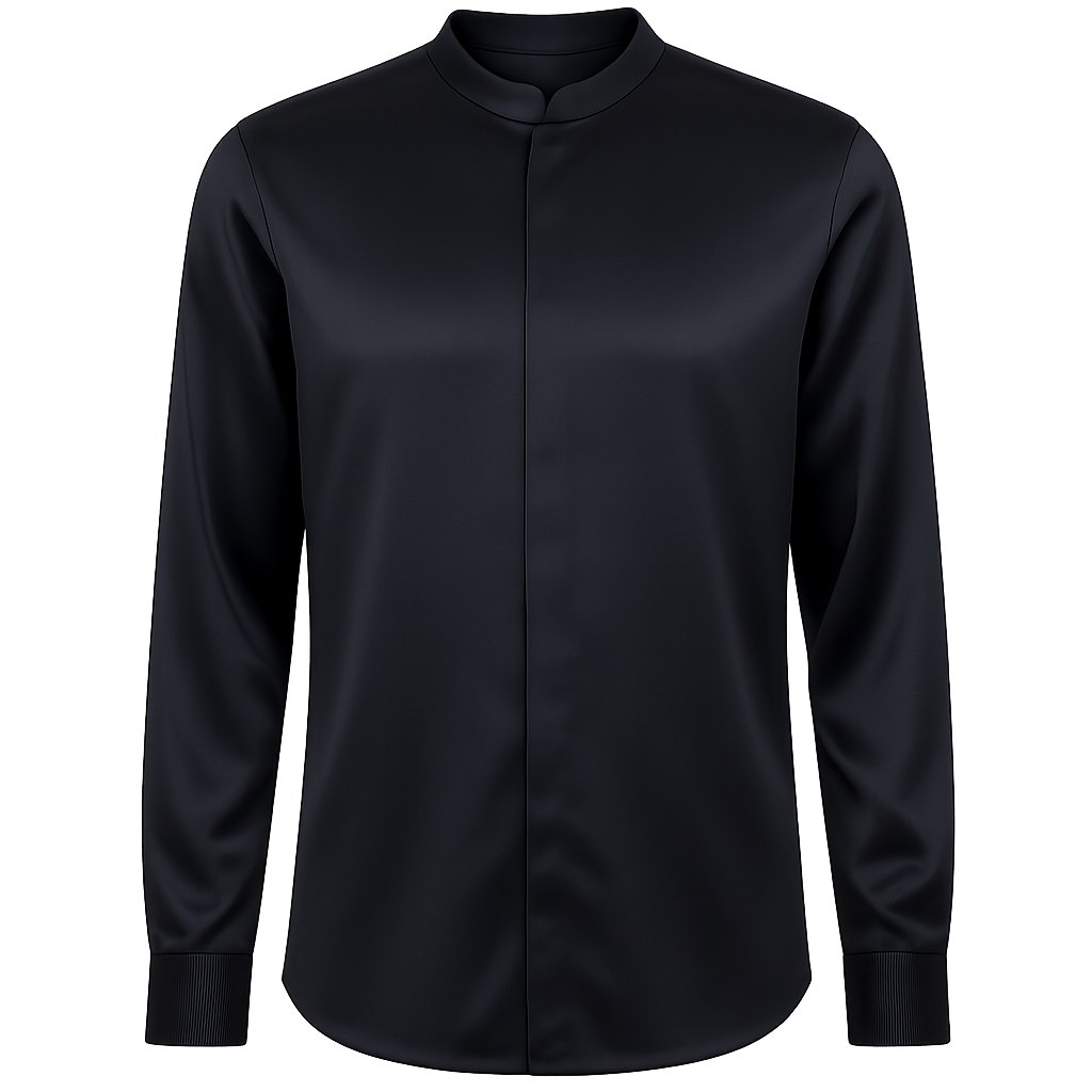 Silk Mandarin Collar Shirt - Mazzenor Shirts