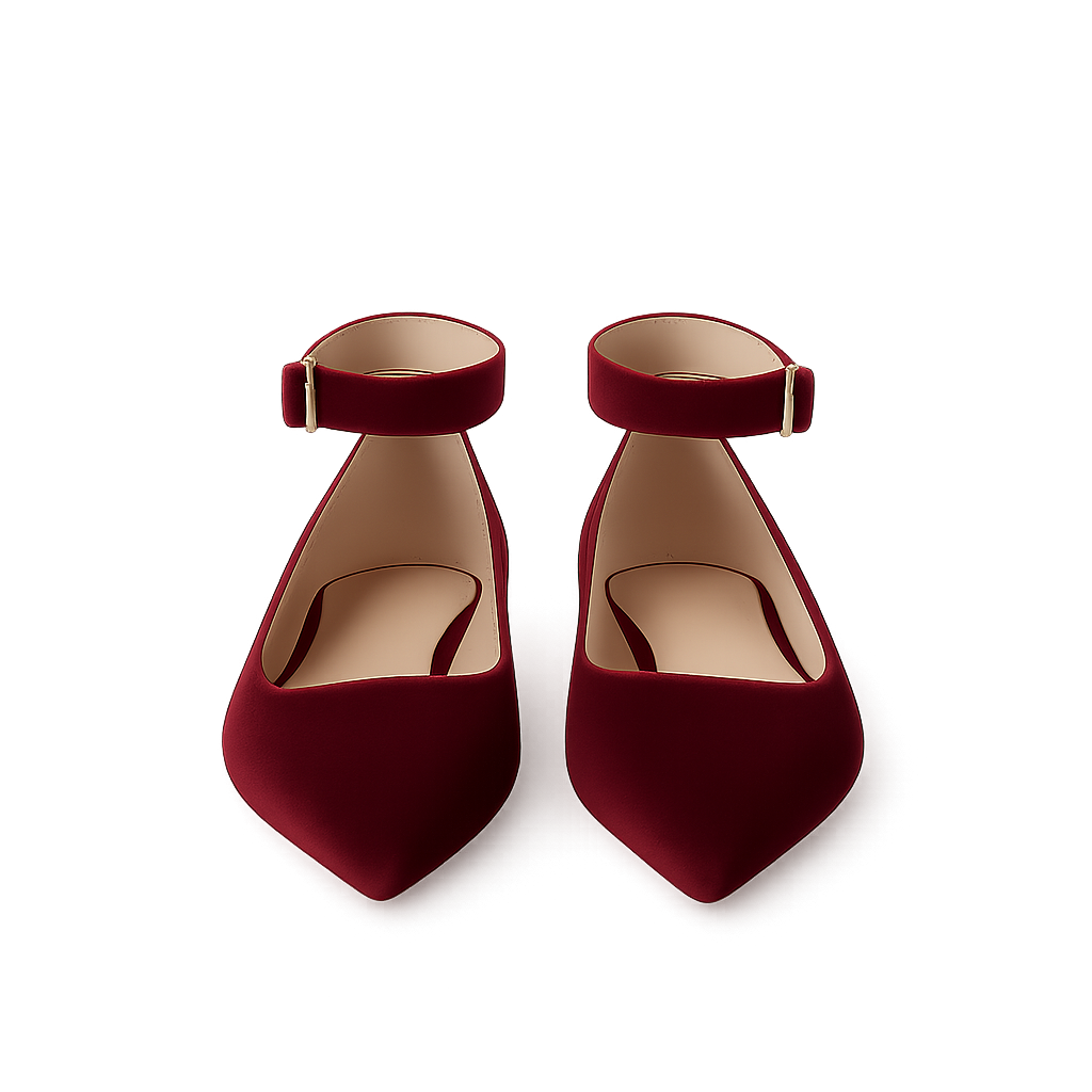 Velvet Ankle Flats - Mazzenor Shoes